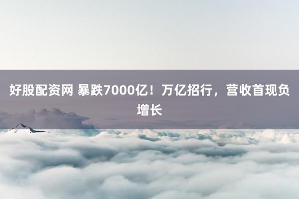 好股配资网 暴跌7000亿！万亿招行，营收首现负增长