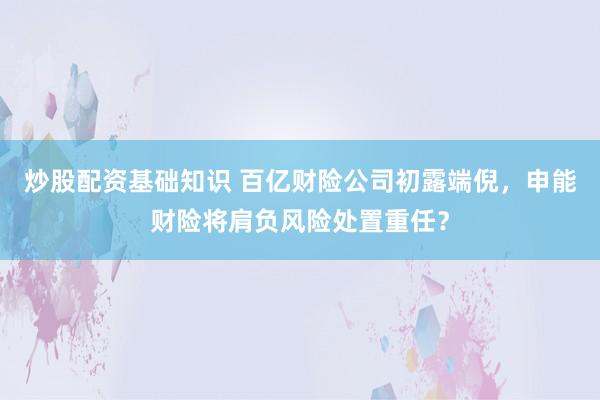 炒股配资基础知识 百亿财险公司初露端倪，申能财险将肩负风险处置重任？