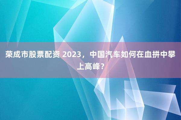 荣成市股票配资 2023，中国汽车如何在血拼中攀上高峰？