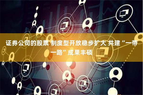 证券公司的股票 制度型开放稳步扩大 共建“一带一路”成果丰硕