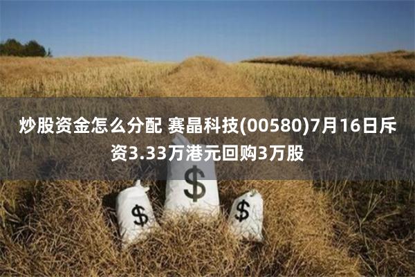 炒股资金怎么分配 赛晶科技(00580)7月16日斥资3.33万港元回购3万股